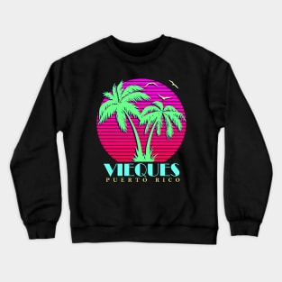 Vieques Puerto Rico Palm trees Sunset Crewneck Sweatshirt